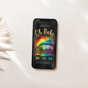 Rainbow Baby Shower Invitation: Colorful Cloud Evite (Digital) image 3