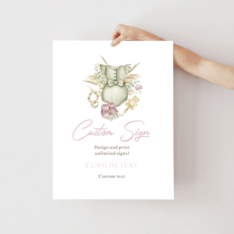 Boho Girl Baby Shower Custom Sign: Editable Text (Digital Download) image 3
