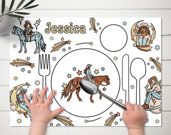 Cowgirl Montessori Placemat Printable, Montessori Practical Life, Rodeo Girl Tablemat Editable, Montessori Place Setting, Montessori Toddler