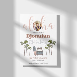 Tropical Aloha Birthday Invitation: Surfing Luau Party (Digital) image 5