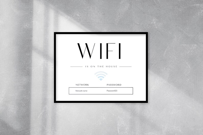 Mall för wifi-lösenordsskylt: Gästrumsinredning (digital nedladdning) bild 2