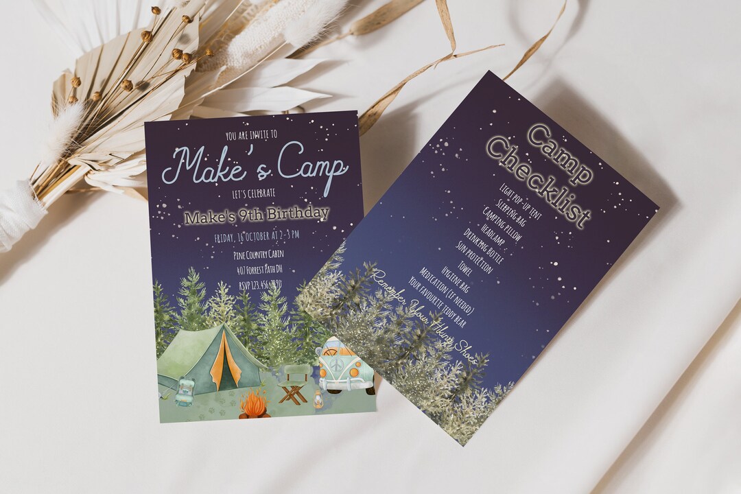 Boy Camping Invitation, My Camping Party Invite, Little Camper B-day ...