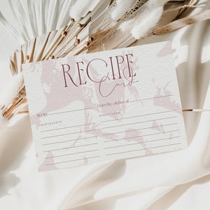 Blush Bridal Shower Recipe Card, Blush Pink Floral Bride Recipe Cards, Editable Instant Blush Recipe Cards, Please Bring a Recipe Templates