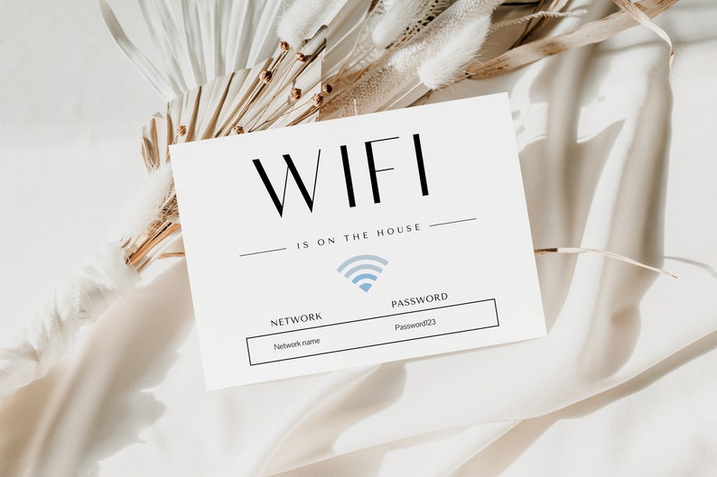 Mall för wifi-lösenordsskylt: Gästrumsinredning (digital nedladdning) bild 4