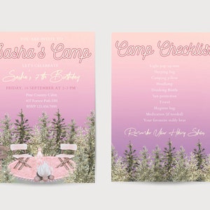 Girl Camping Birthday Invitation: Adventure Party Invite (Digital Download) image 4