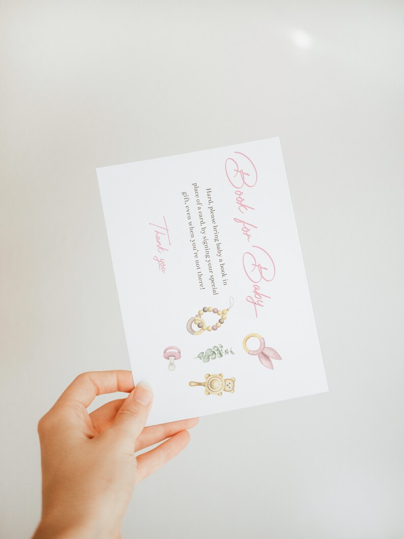 Boho Girl Baby Shower Invitation Set: Diaper Raffle, Books Invite (Digital Download) image 6