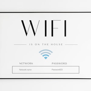 Mall för wifi-lösenordsskylt: Gästrumsinredning (digital nedladdning) bild 1