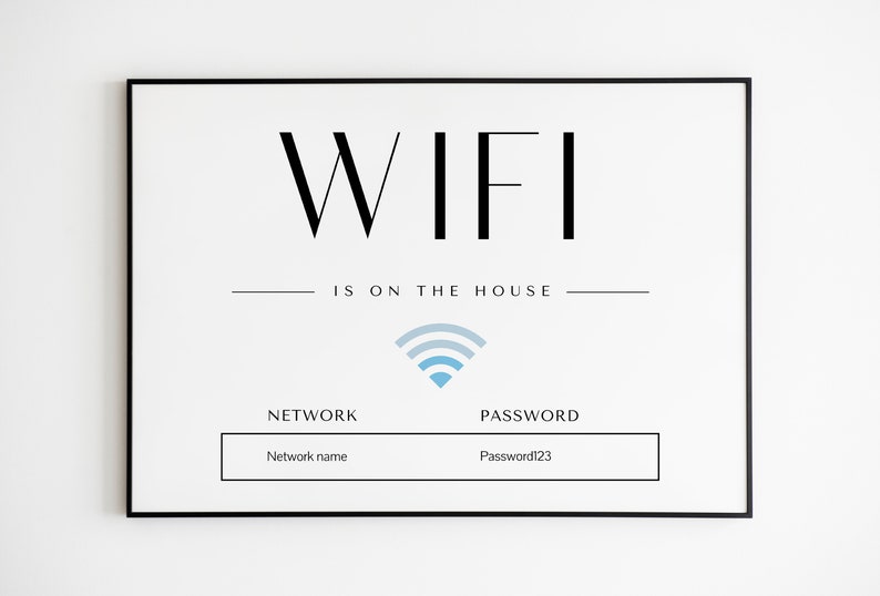 Mall för wifi-lösenordsskylt: Gästrumsinredning (digital nedladdning) bild 1