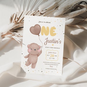 Teddy Bear 1st Birthday Invitation Bundle (Digital Download) image 6