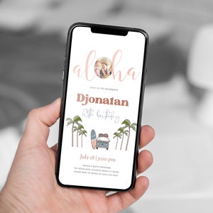 Tropical Aloha Birthday Electronic Invitation: Beach Luau, Photo Evite (Digital Invite) image 3
