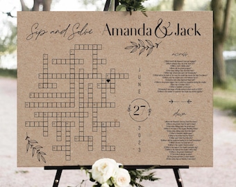Rustic Wedding Crossword Puzzle: Kraft Country Style Game (Printable Decor)
