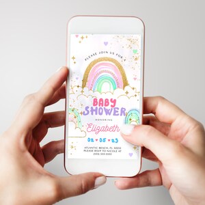 Rainbow Boho Baby Shower Electronic Invitation (Digital Invite) image 4