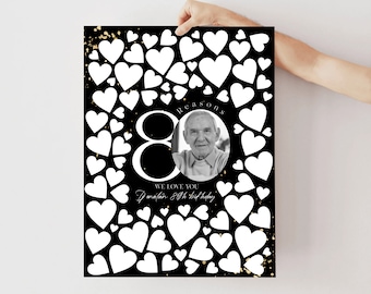 80 Reasons We Love You Template Gold Black Poster Frame Gift for Women Men Custom Text Adult 80th Birthday Anniversary Keepsake Banner Corjl