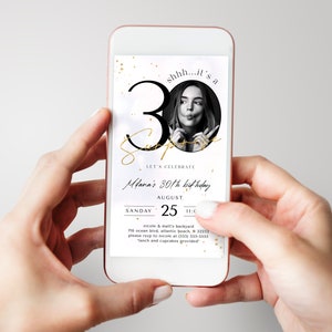 Surprise 30th Birthday Photo Invitation: Electronic Text Invite (Digital Template) image 3
