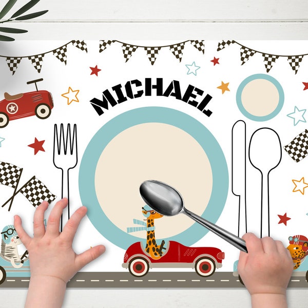 Race Car Montessori Placemat Printable Instant Kids Montessori Educational Tablemat Montessori Practical Life Racing Themed Table Placemat