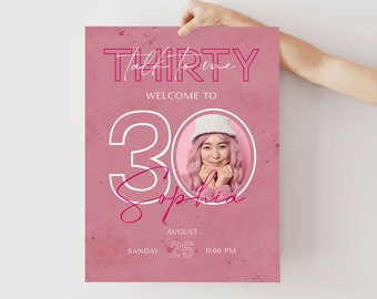 30th Birthday Welcome Sign: Photo, Editable Template (Digital Download)