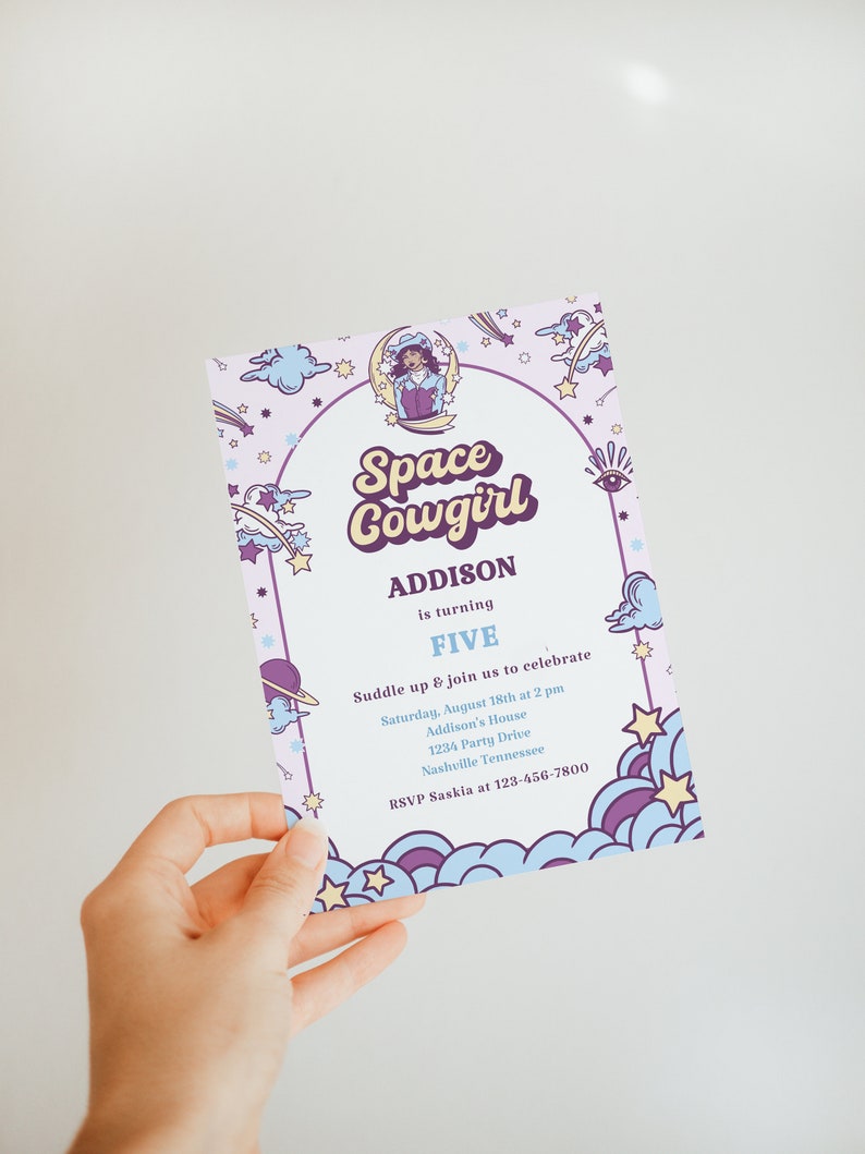 Space Cowgirl Birthday Invitation: Rustic Ranch Party (Digital Download) image 4