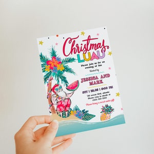 Inbjudan till tropisk julluau: Redigerbar sommartomtefest (digital nedladdning) bild 5