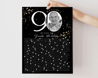 90 Things We Love About You Printable Gold Black Template Anniversary Digital Editable Download Poster Printed Birthday Gift For Adults