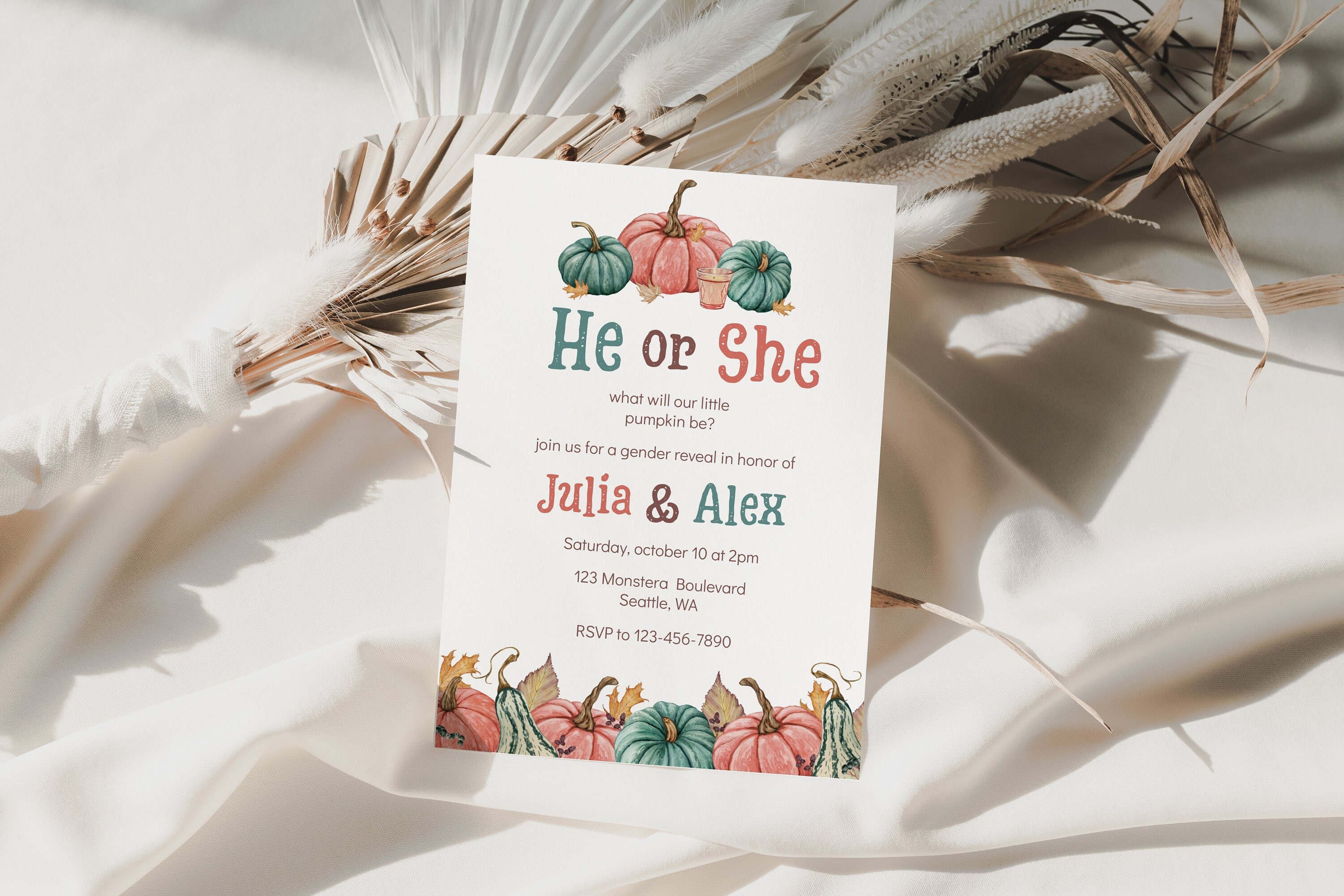 Pumpkin Gender Reveal Invitation Template Pumpkin Gender Reveal Evite Editable He Or She Little Pumpkin Gender Reveal
