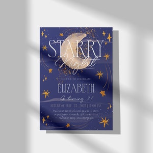 Starry Night Birthday Invitation: Galaxy Space Party (Editable Digital Template) image 5