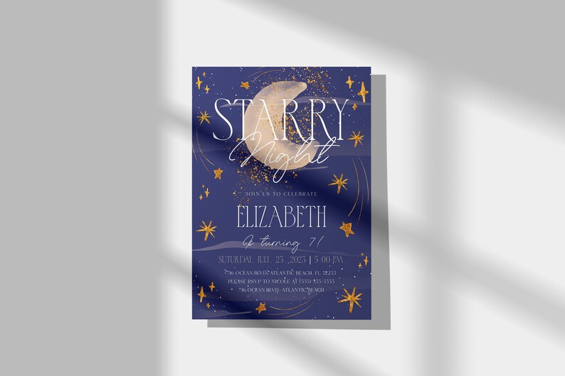 Starry Night Birthday Invitation: Galaxy Space Party (Editable Digital Template) image 5