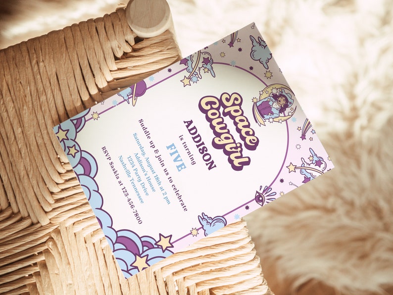 Space Cowgirl Birthday Invitation: Rustic Ranch Party (Digital Download) image 2