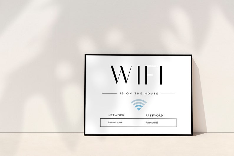Mall för wifi-lösenordsskylt: Gästrumsinredning (digital nedladdning) bild 5