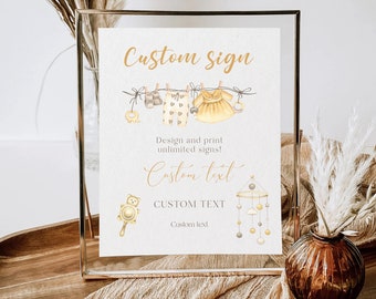 Boho Baby Shower Custom Sign: Clothesline Banner (Digital Download)