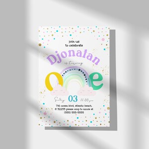 Rainbow First Birthday Invitation: Pastel Party Invite (Digital Download) image 6