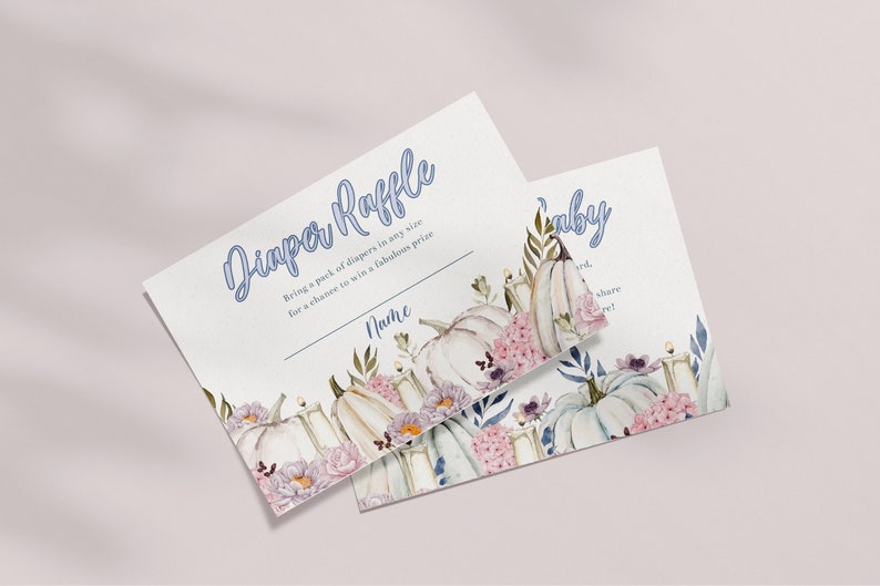 Pumpkin Baby Shower Invitation Set: Boy Diaper Raffle (Printable) image 4