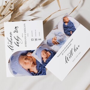 Newborn Baby Birth Announcement Template, Gender Neutral Birth Announcement Postcard Download Editable, Arch Photo Baby Announcement Card