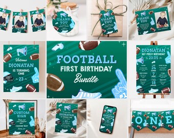 Football First Birthday Invitation Bundle (Digital Download)