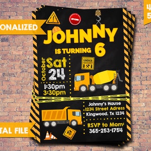 Construction Birthday Invitation , Construction Invitation, Construction Birthday, Construction Party, Construction Card, Printables image 1