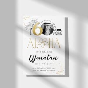 Tropical 60th Birthday Invitation: Hawaiian Luau Photo Invite (Digital Download) image 5