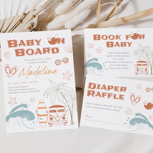 Surf Baby Shower Invitation Set: Beach Theme (Digital Download) image 1