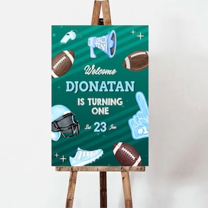 Football Birthday Welcome Sign, Soccer Birthday Party Welcome Poster, Sports Themed Football Party Poster Printable Decor Editable Template