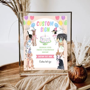 Dog Birthday Custom Sign: Puppy Party Editable Banner (Digital Download)