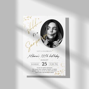 Surprise Birthday Invitation with Photo: Elegant Editable Invite (Digital) image 6
