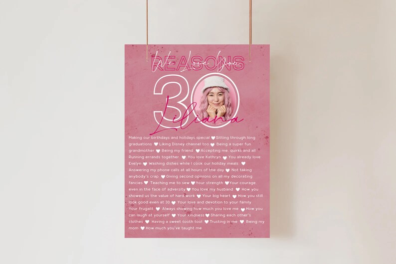 30th Birthday Printable Poster: Reasons We Love You (Editable Text) image 4