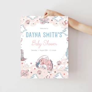 Cowgirl Baby Shower Welcome Sign, Wild West Welcome Poster Template, Girl Rodeo Shower Editable Welcome Sign, Country Theme Welcome Invite