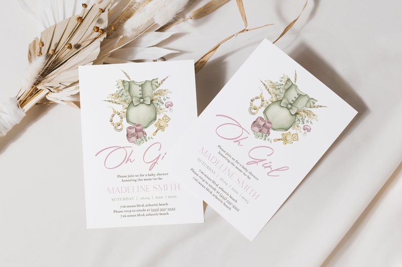 Boho Girl Baby Shower Invitation: Editable Bohemian Party Invite (Digital Download) image 7