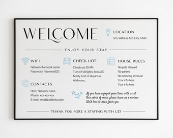 Airbnb Welcome Sign Template: Vacation Rental Guest Guide (Digital Download)