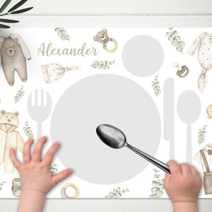 Boho Boy Montessori Platzset Zum Ausdrucken, Essen Montessori Platzset Bearbeitbar Instant Template mit Namen, Montessori Platzset für Jungen