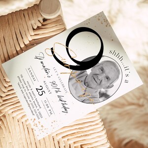 Surprise 90th Birthday Invitation with Photo: Minimalist Design (Editable Digital Download) image 3