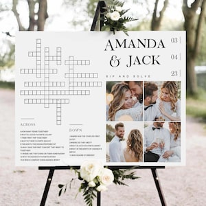 Wedding Crossword Puzzle with Photo Template Printable Bridal Shower Party Activities Decor Wedding Sign Game Giant Crossword Puzzle Banner