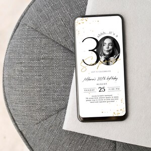 Surprise 30th Birthday Photo Invitation: Electronic Text Invite (Digital Template) image 5