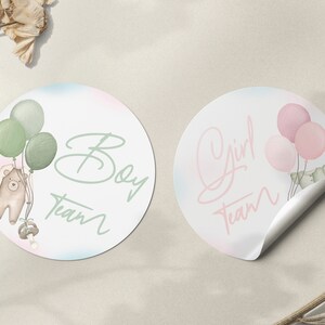 Boho Gender Reveal Stickers: Team Boy or Girl (Digital Download)