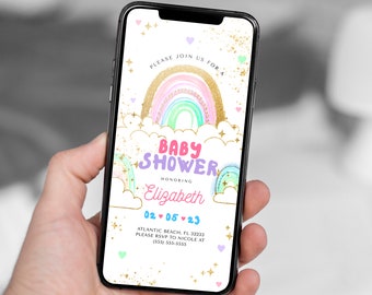 Rainbow Boho Baby Shower Electronic Invitation (Digital Invite)