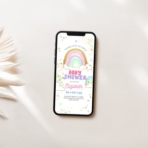 Rainbow Boho Baby Shower Electronic Invitation (Digital Invite) image 3